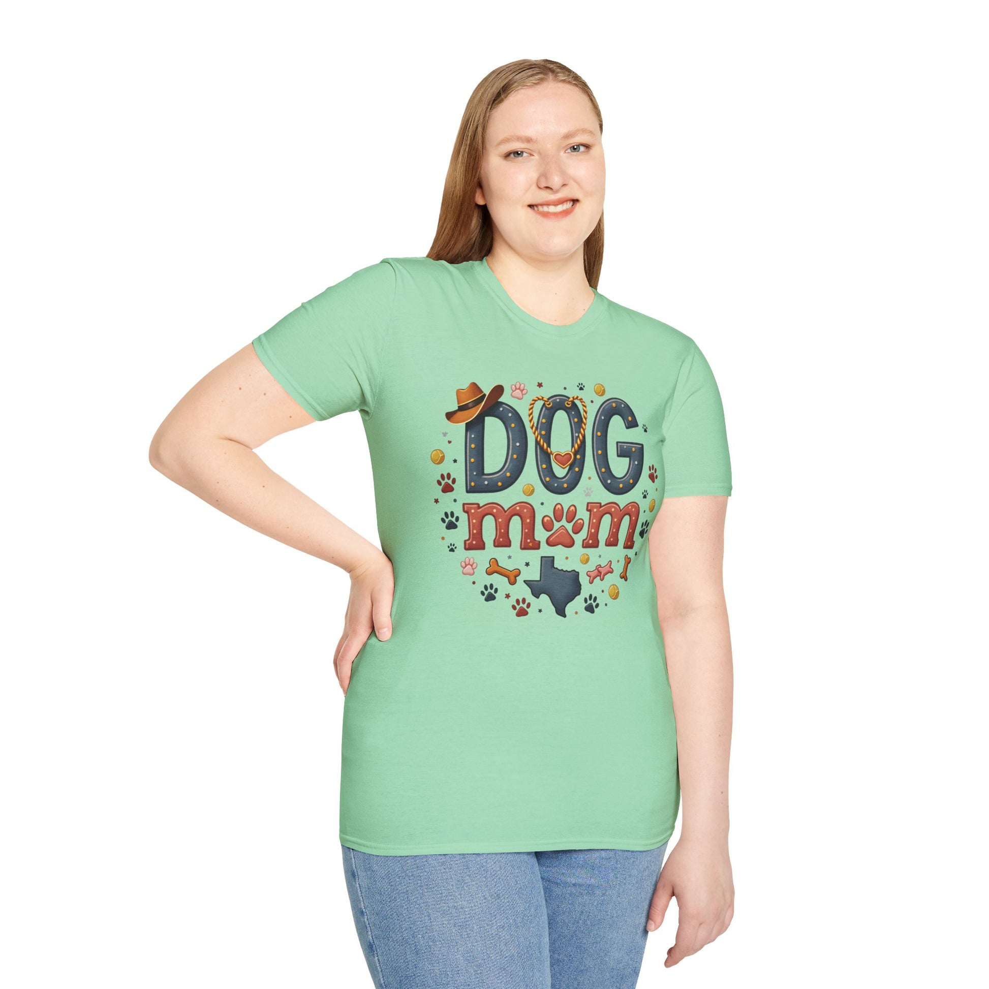 Texas Dog Mom T-Shirt with Texas Map Design