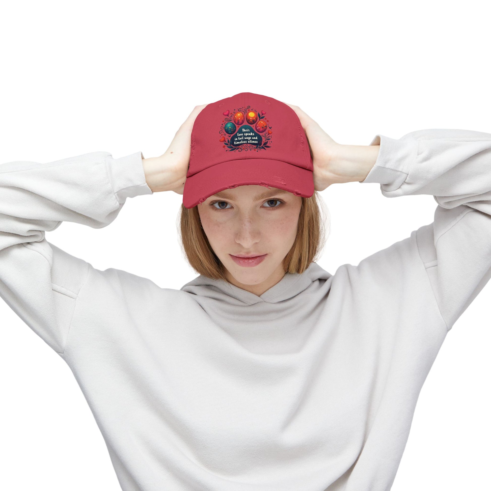 Distressed Cap - Their Love Speaks in Tail Wags Cap for Pet Lovers