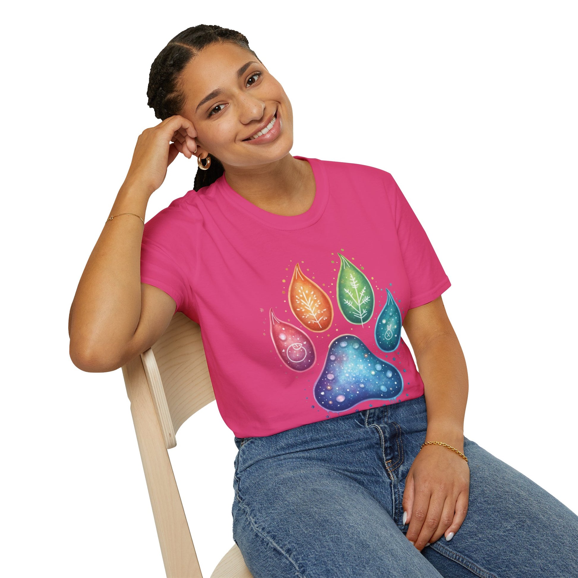 Paw Print T-Shirt - Color Your World with Softstyle Unisex Tee