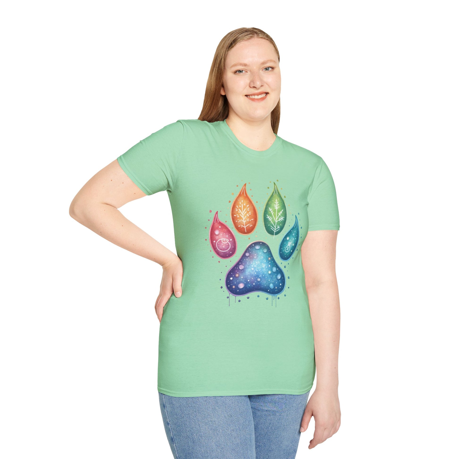 Paw Print T-Shirt - Color Your World with Softstyle Unisex Tee
