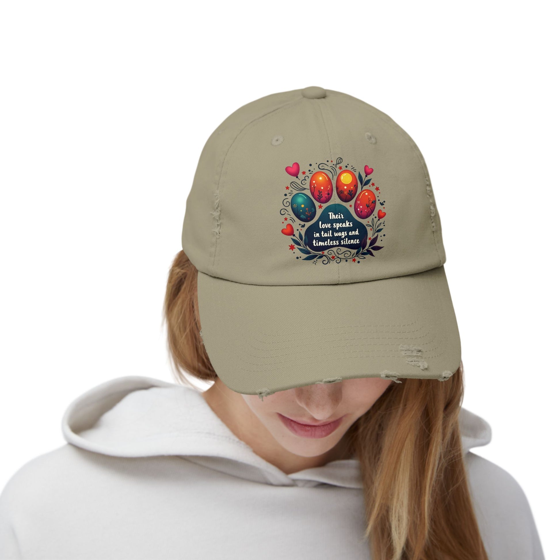 Distressed Cap - Their Love Speaks in Tail Wags Cap for Pet Lovers