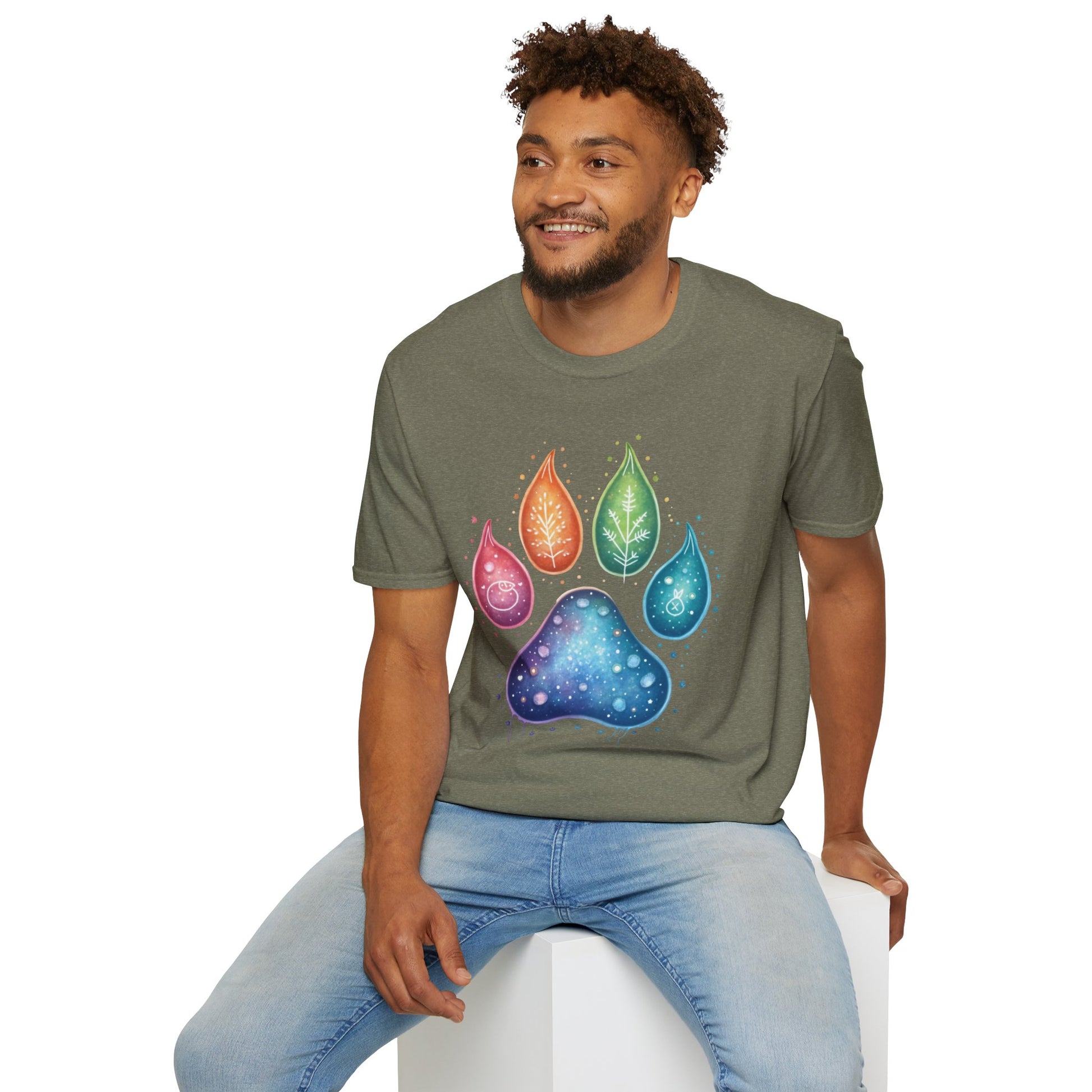 Paw Print T-Shirt - Color Your World with Softstyle Unisex Tee