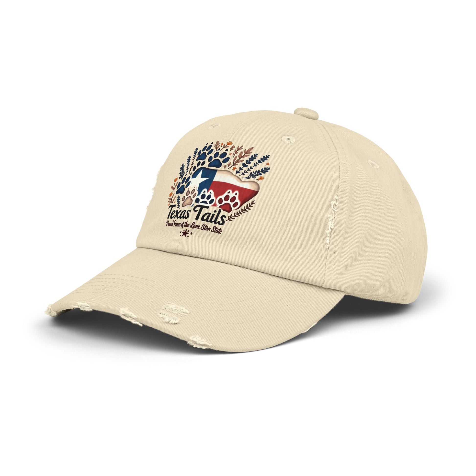 Distressed Cap - Texas Tails Proud Paws Hat for Texan Pet Lovers