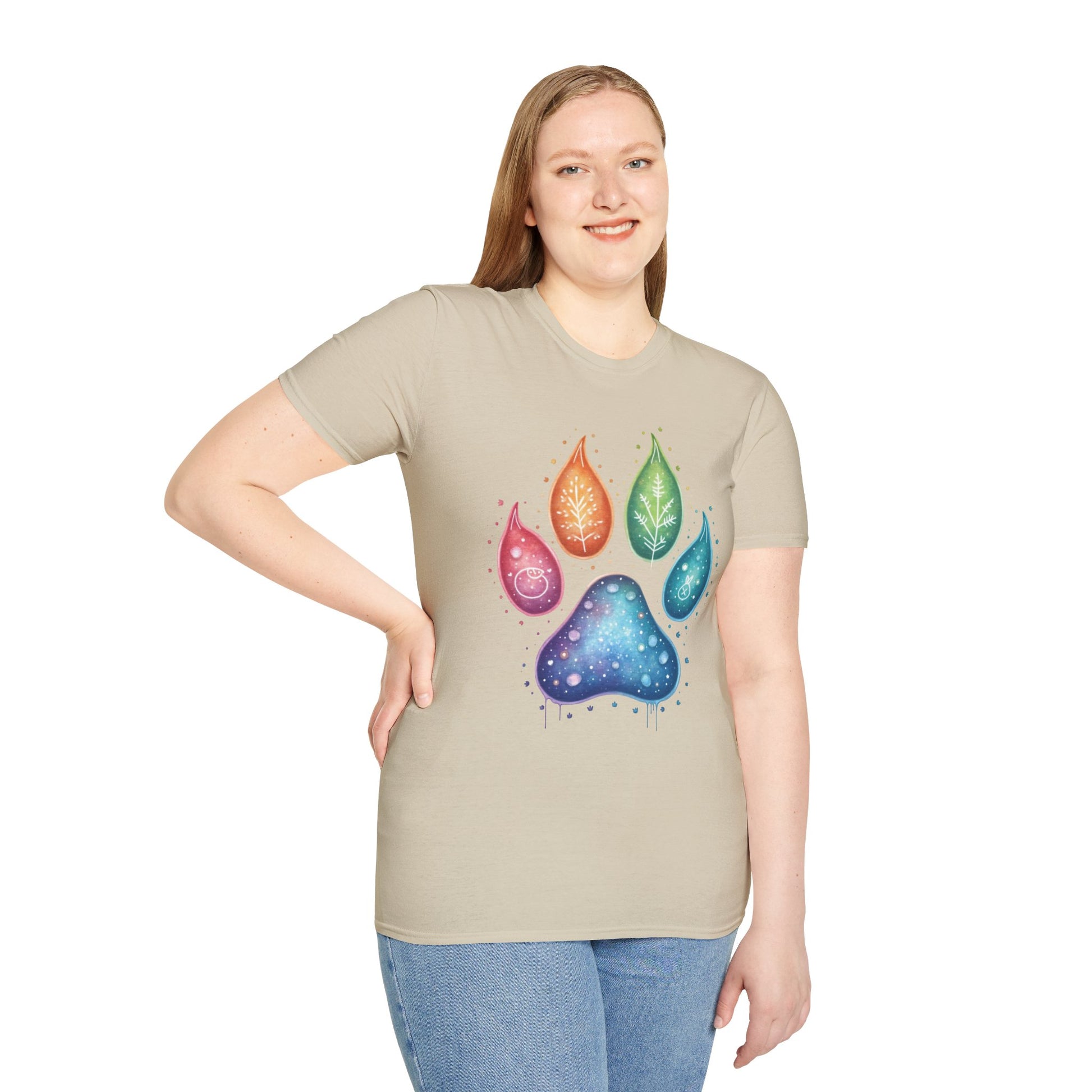 Paw Print T-Shirt - Color Your World with Softstyle Unisex Tee
