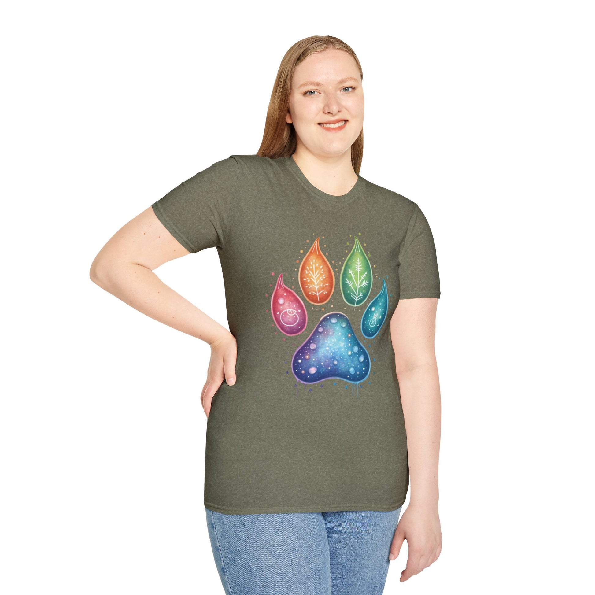 Paw Print T-Shirt - Color Your World with Softstyle Unisex Tee