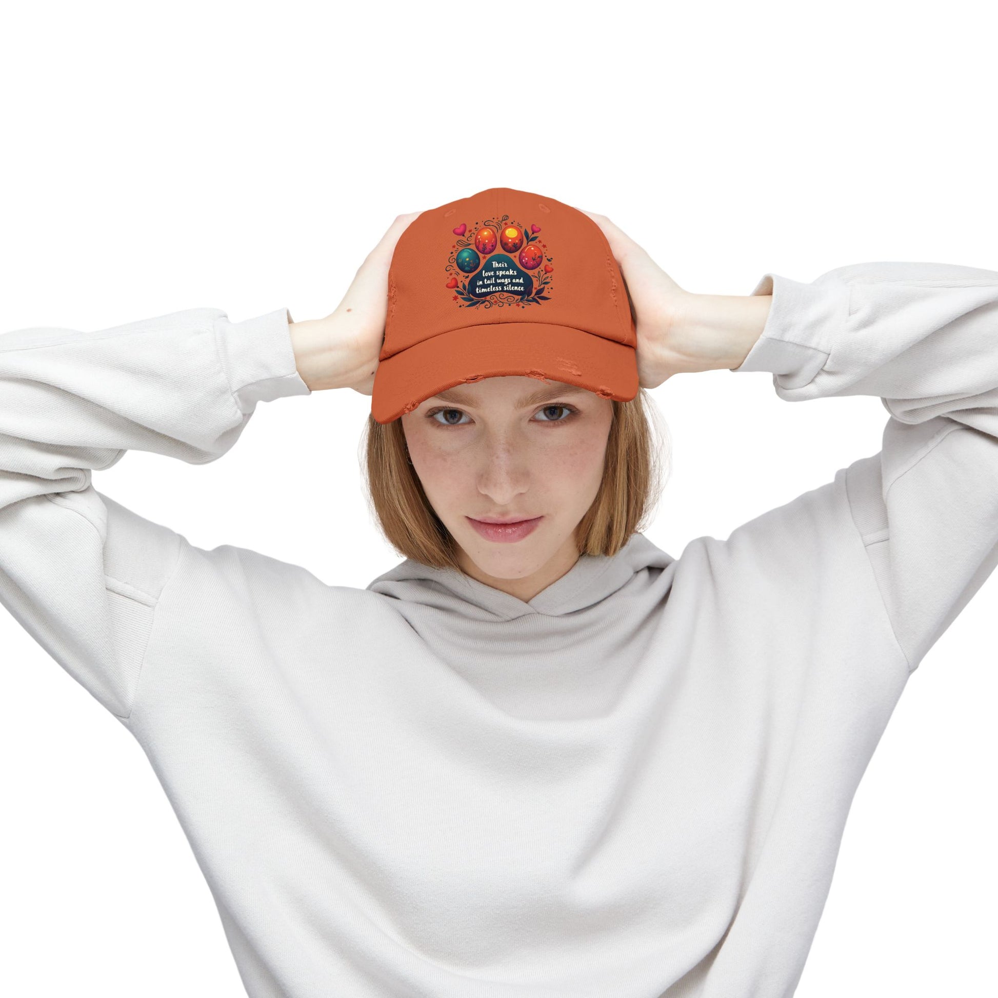 Distressed Cap - Their Love Speaks in Tail Wags Cap for Pet Lovers