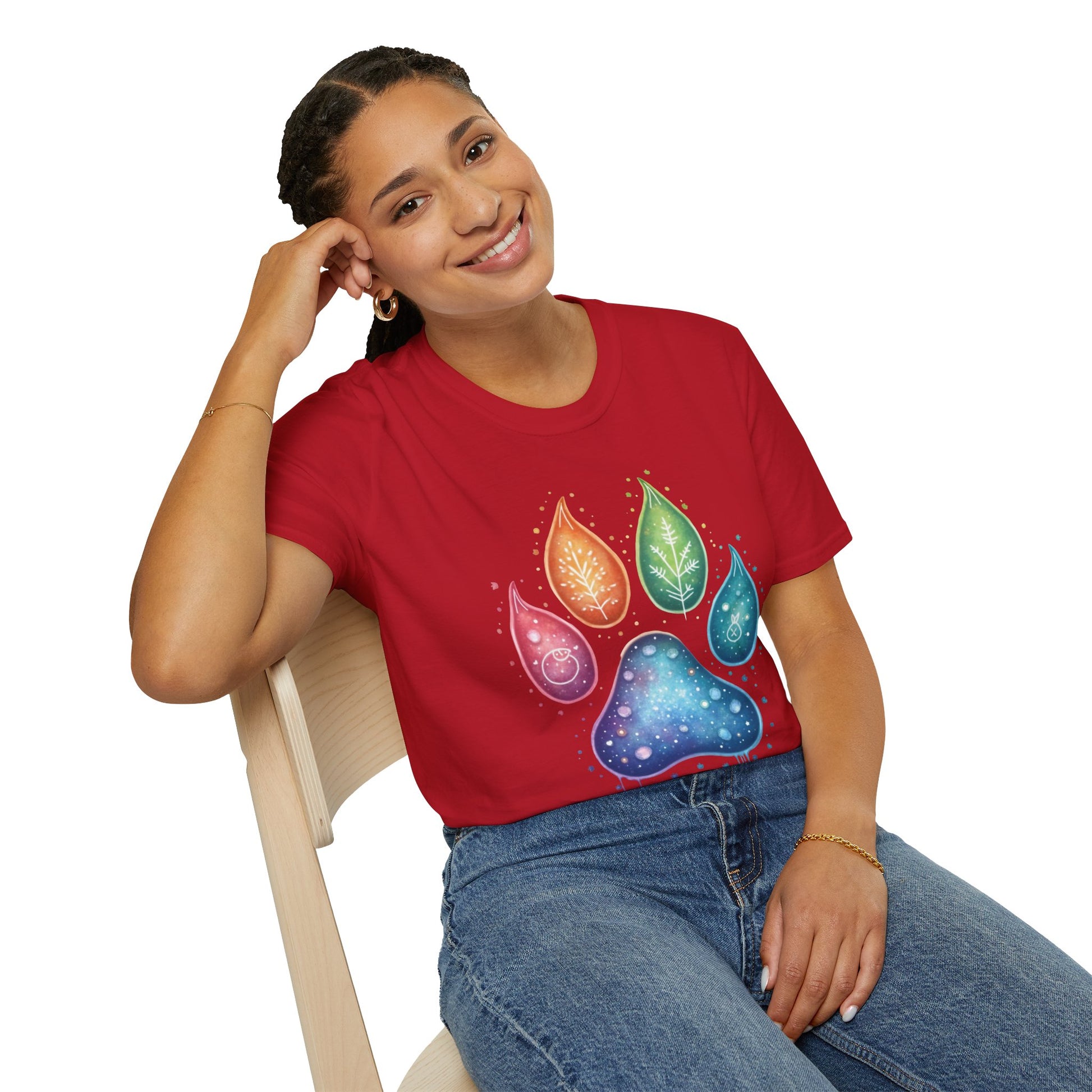 Paw Print T-Shirt - Color Your World with Softstyle Unisex Tee