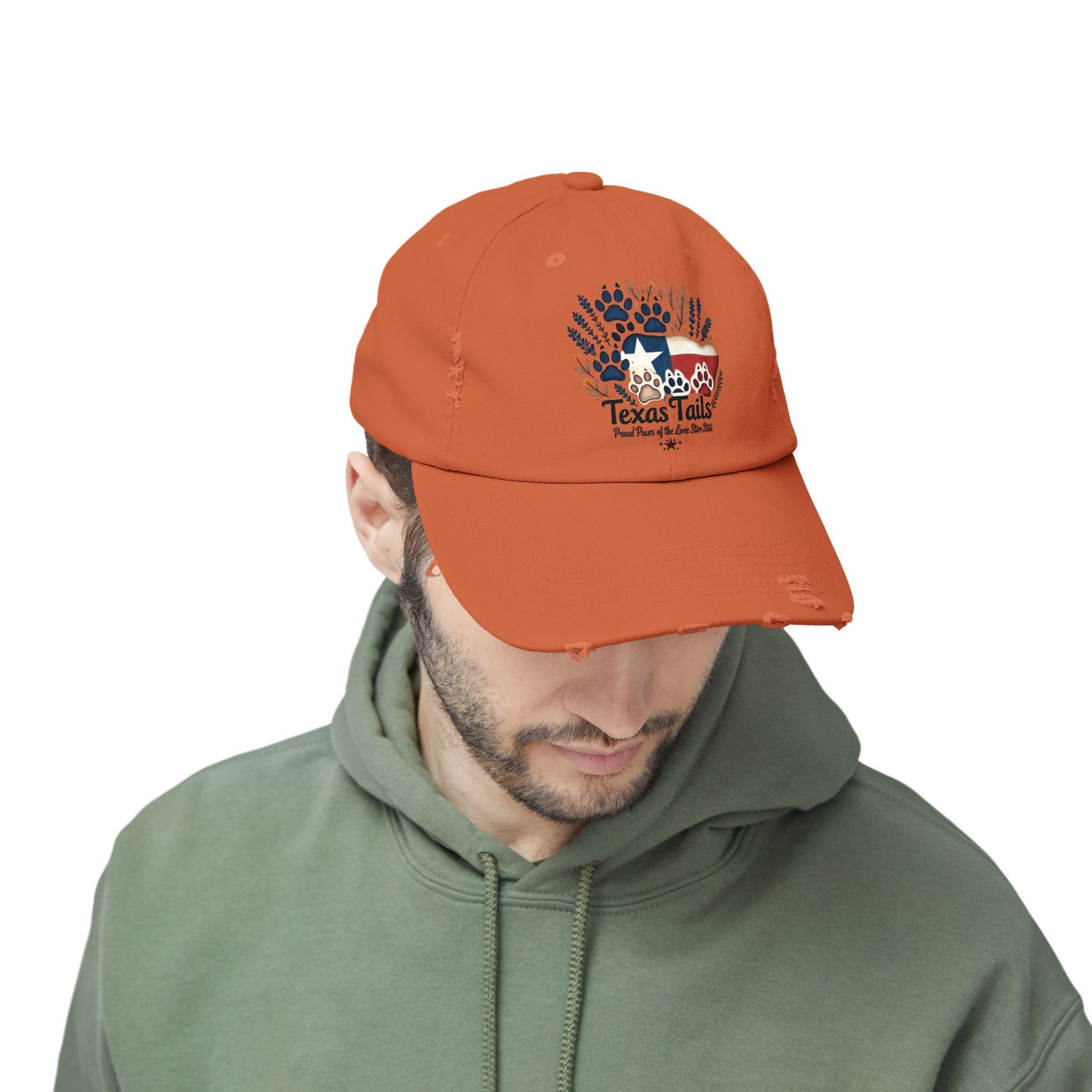 Distressed Cap - Texas Tails Proud Paws Hat for Texan Pet Lovers