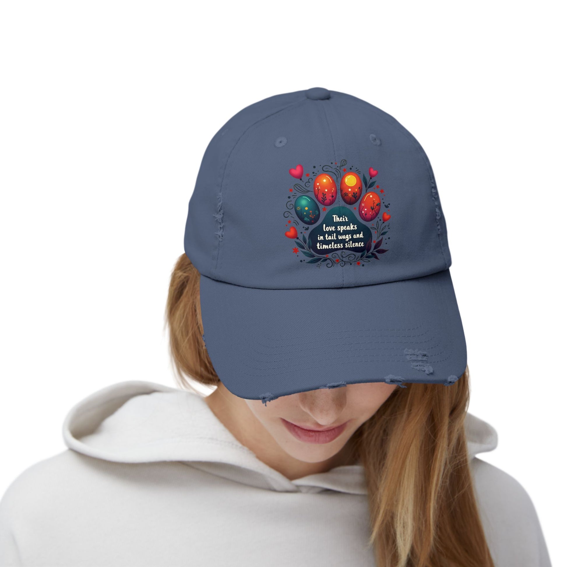Distressed Cap - Their Love Speaks in Tail Wags Cap for Pet Lovers
