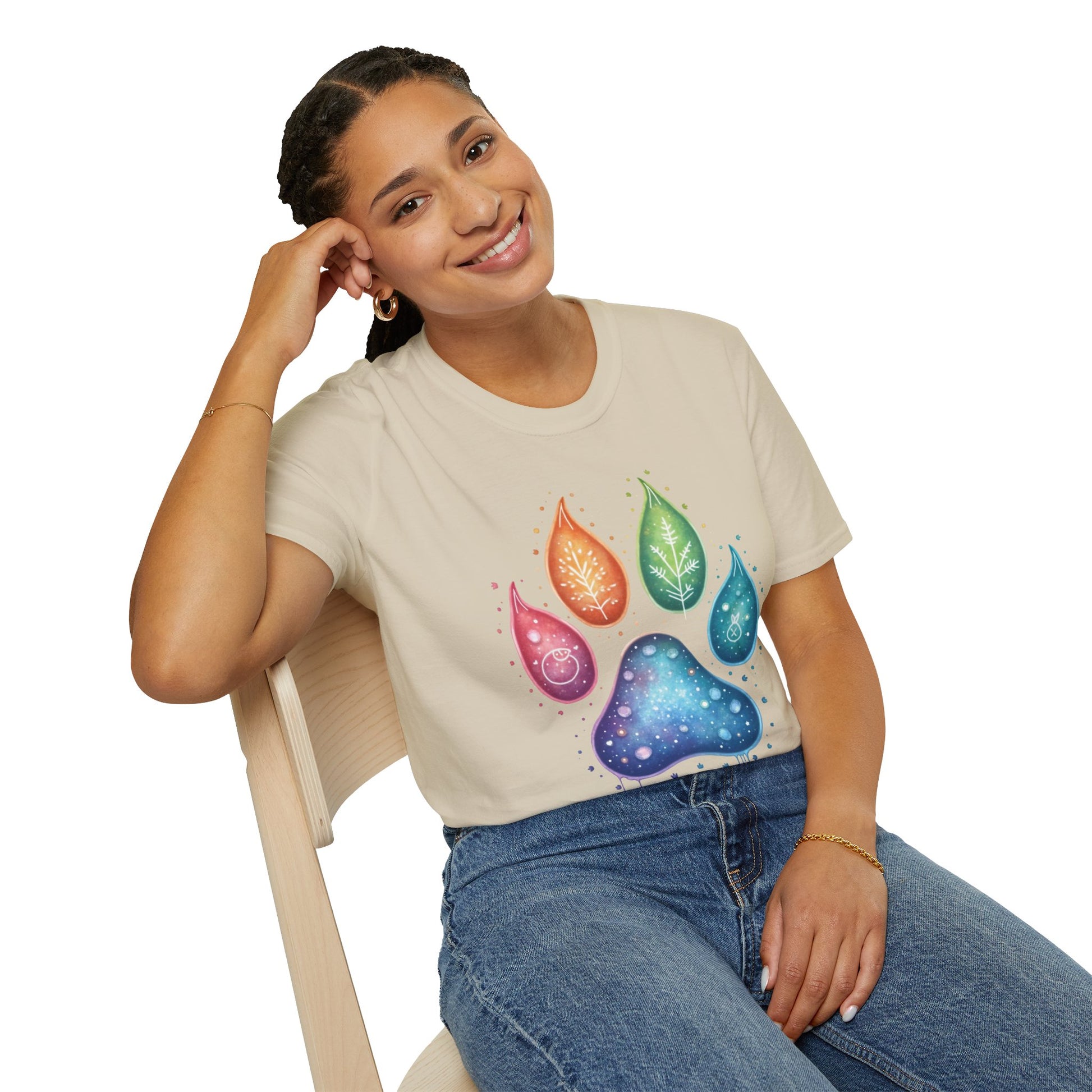 Paw Print T-Shirt - Color Your World with Softstyle Unisex Tee