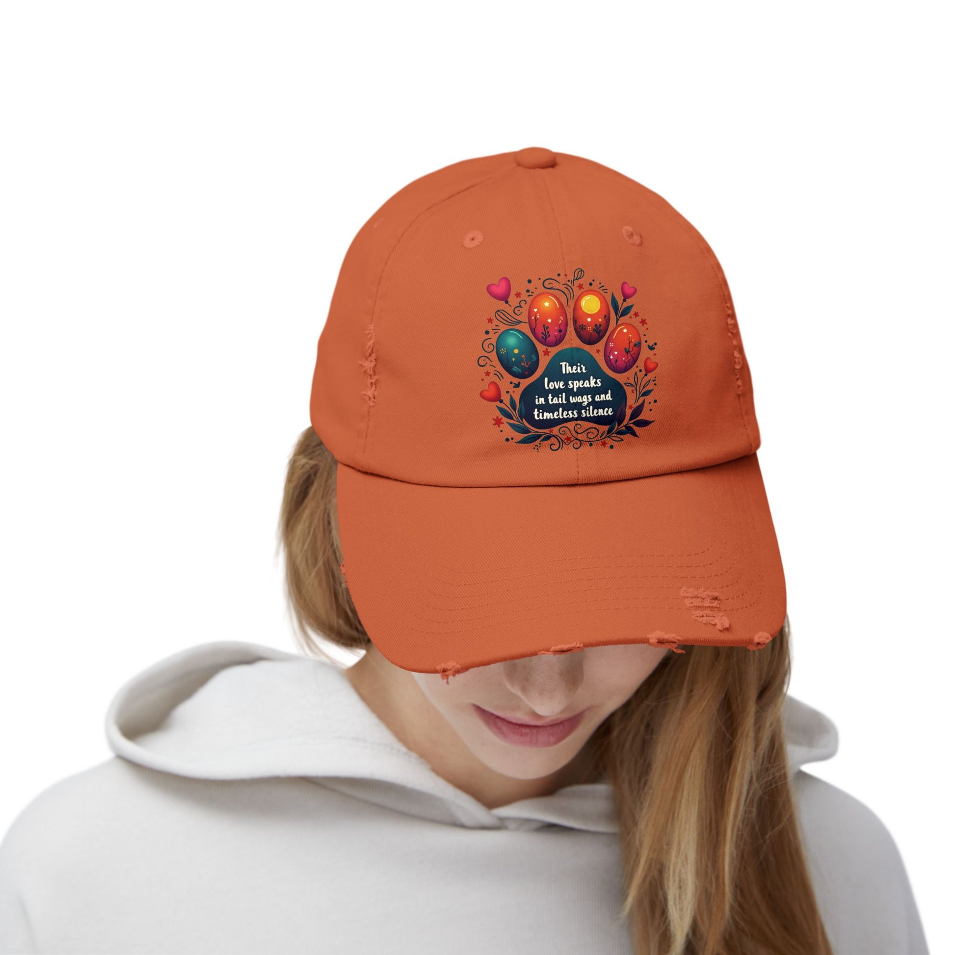 Distressed Cap - Their Love Speaks in Tail Wags Cap for Pet Lovers