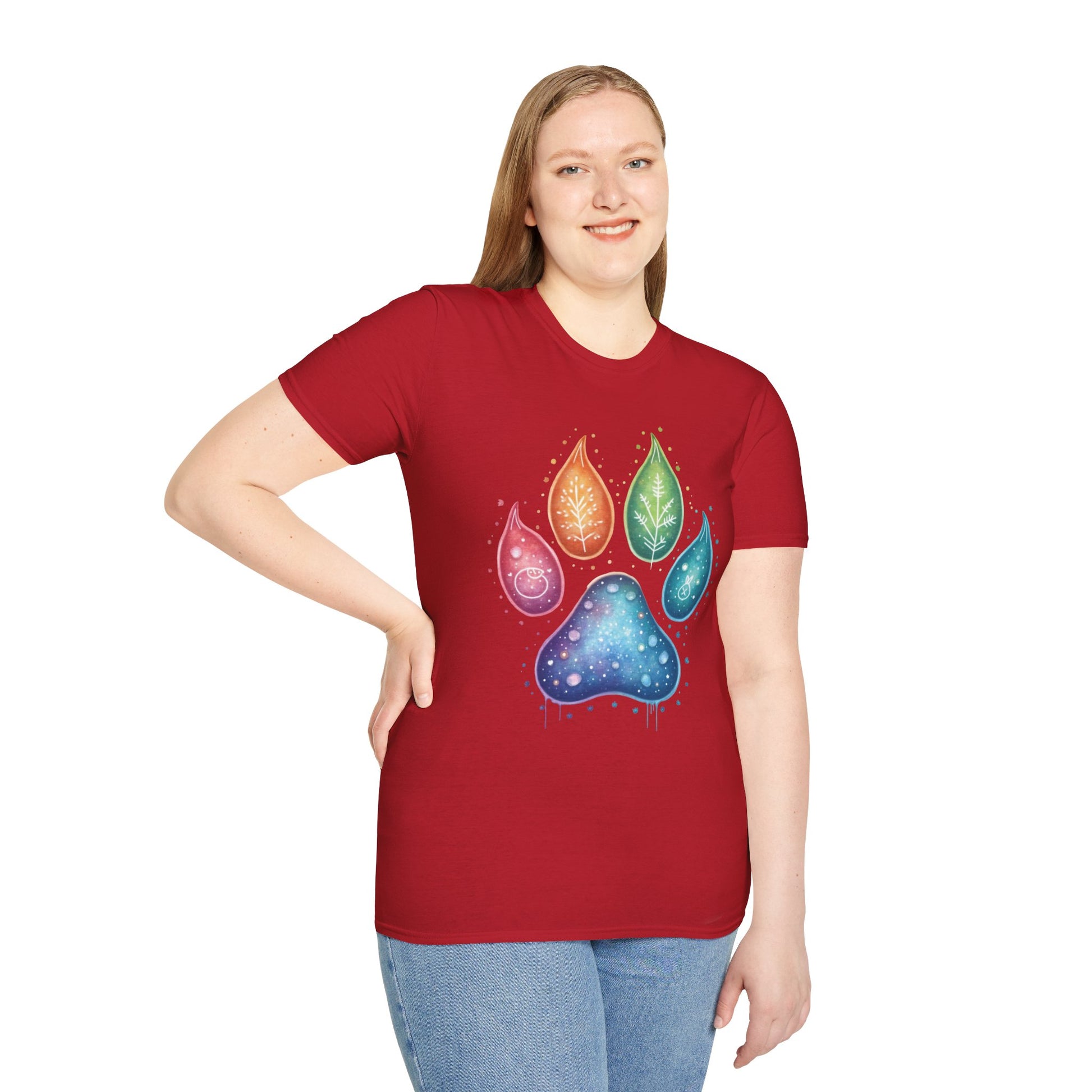 Paw Print T-Shirt - Color Your World with Softstyle Unisex Tee