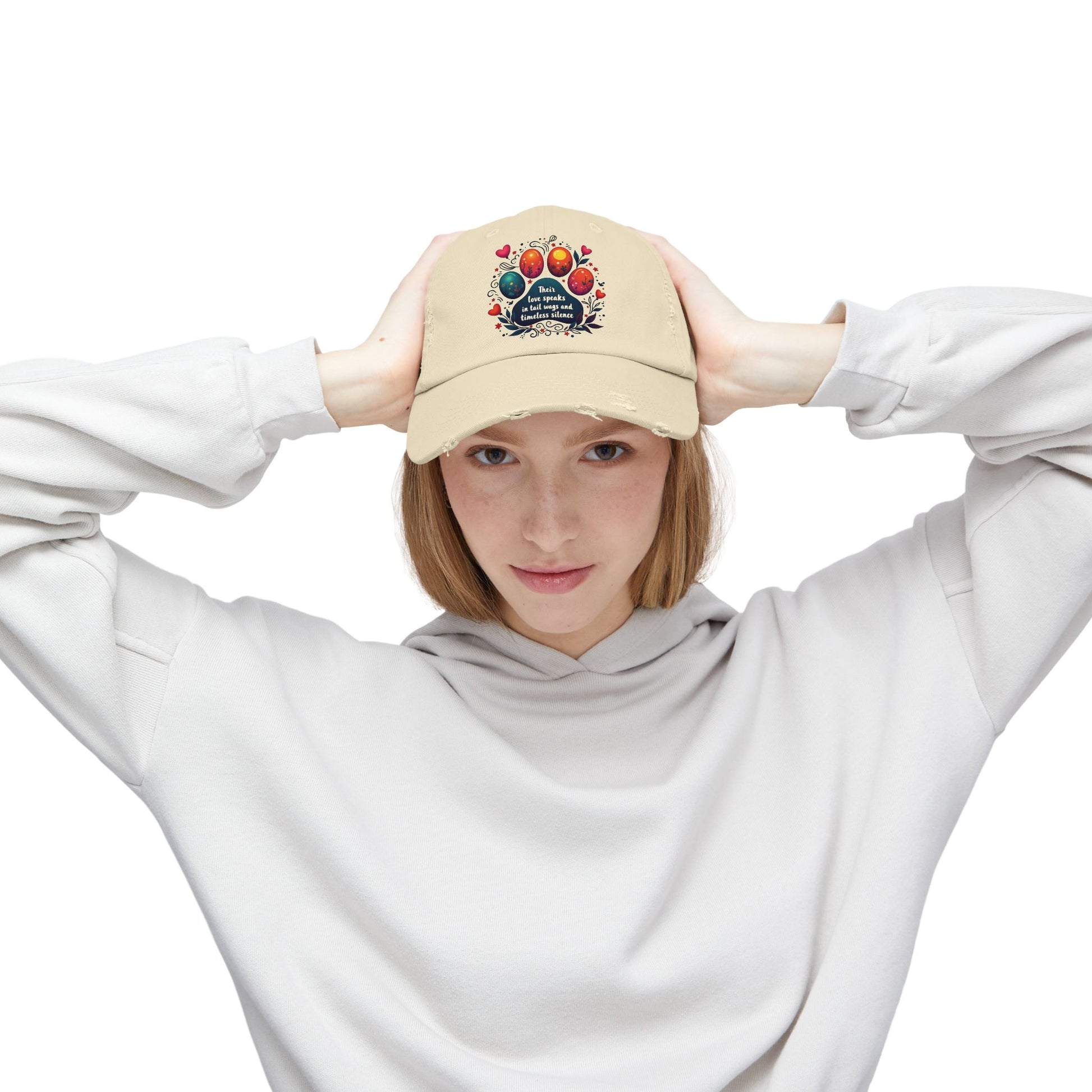 Distressed Cap - Their Love Speaks in Tail Wags Cap for Pet Lovers