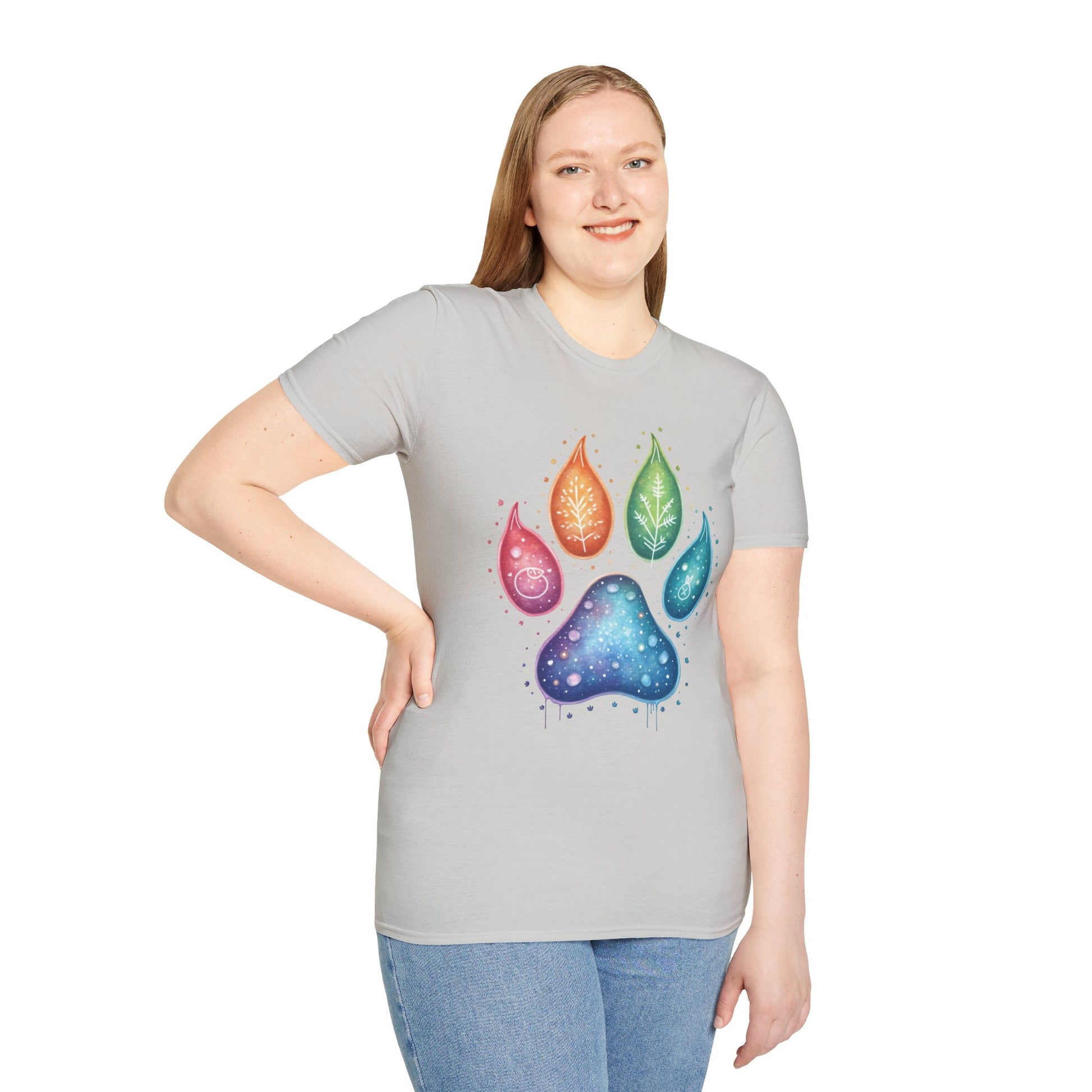Paw Print T-Shirt - Color Your World with Softstyle Unisex Tee