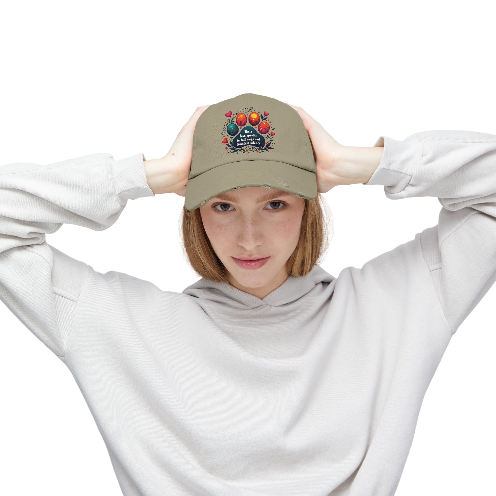 Distressed Cap - Their Love Speaks in Tail Wags Cap for Pet Lovers