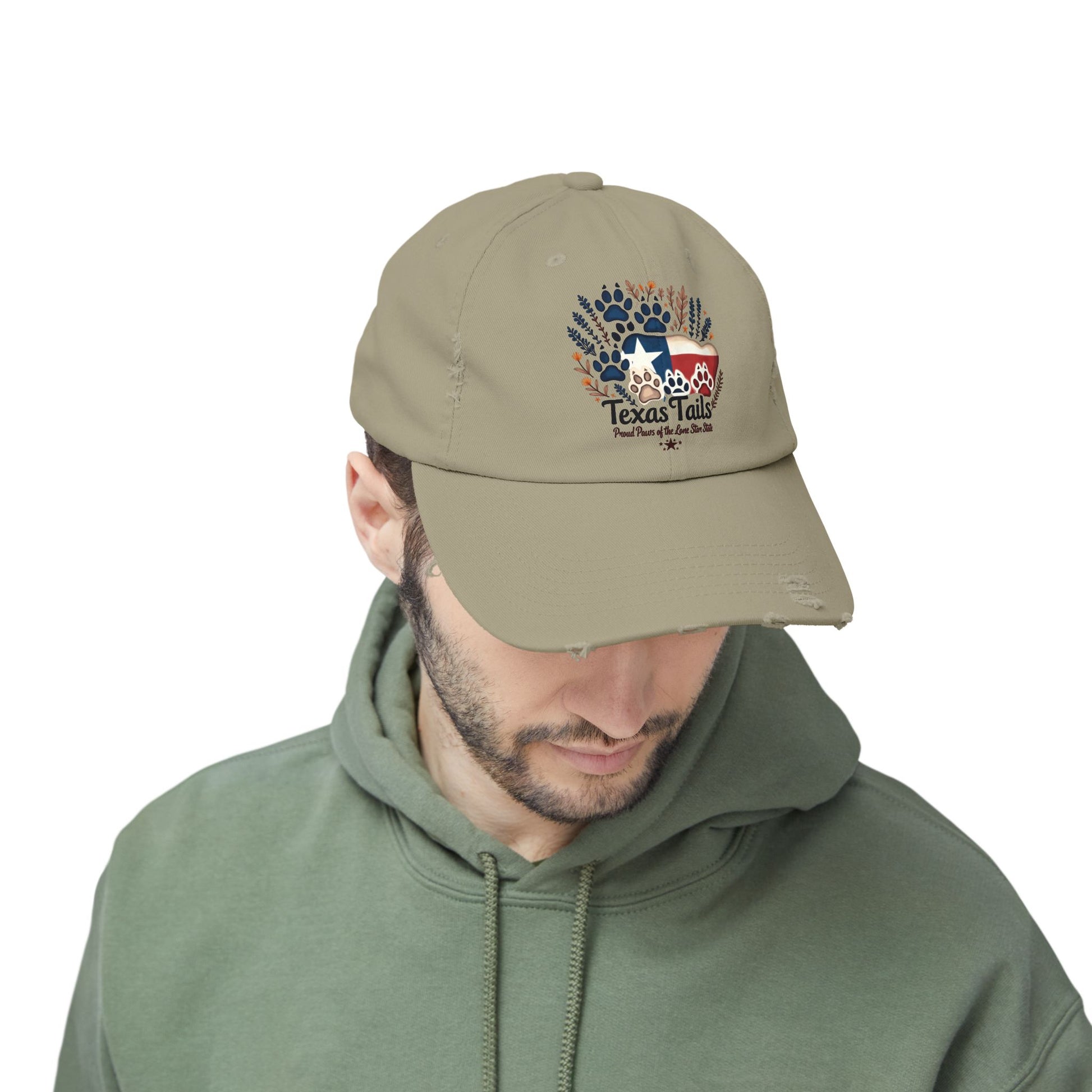 Distressed Cap - Texas Tails Proud Paws Hat for Texan Pet Lovers