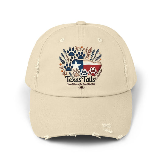 Distressed Cap - Texas Tails Proud Paws Hat for Texan Pet Lovers