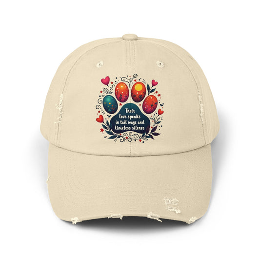 Distressed Cap - Their Love Speaks in Tail Wags Cap for Pet Lovers