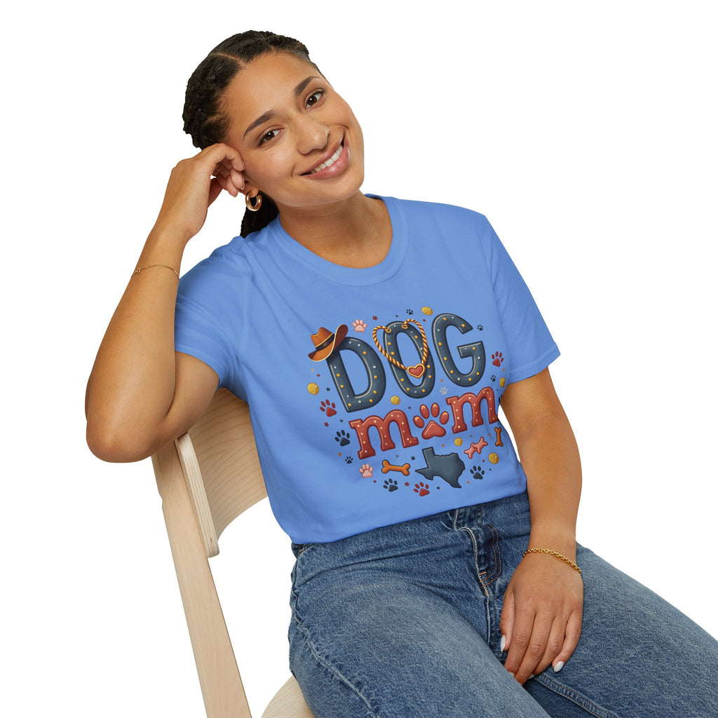 Texas Dog Mom T-Shirt with Texas Map Design