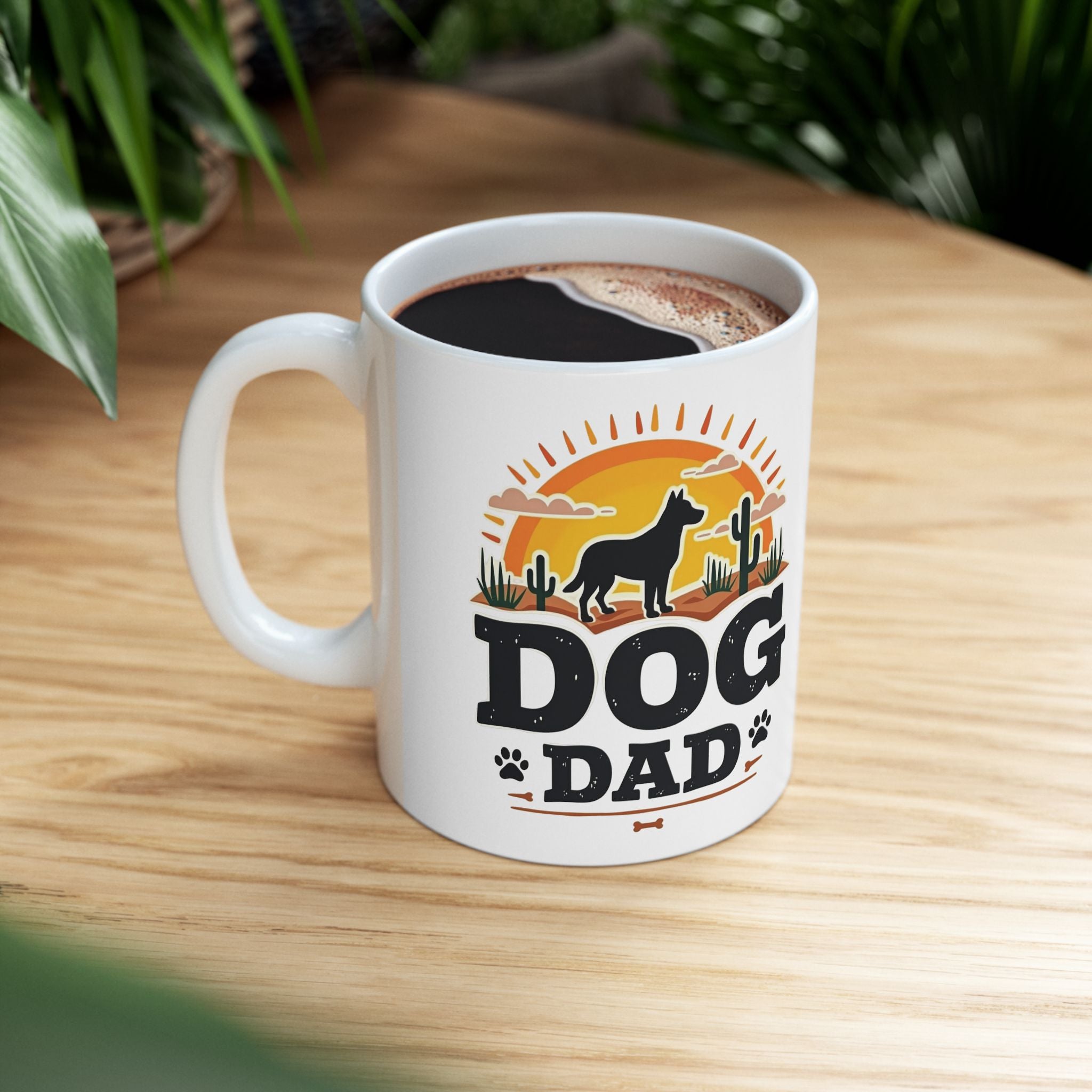 Dog Dad Ceramic Mug (11oz, 15oz) - Fresh, Bold & Unforgettable Style Sunrise Vibe