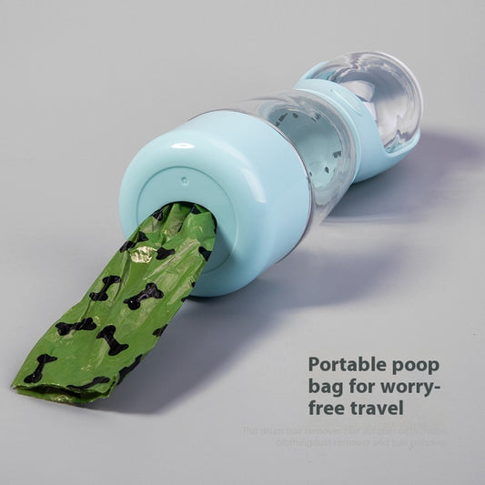 "3-IN-1 Portable Dog Walking Cup with Water, Poop Bag and Food Compartments for Cats and Dogs